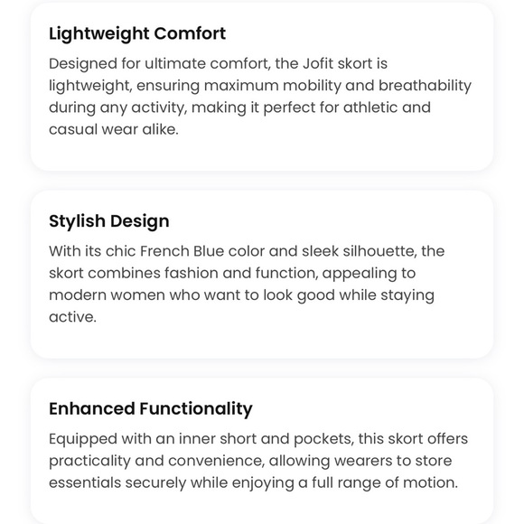 Jofit Lightweight Vortex Slimmer Skort in French Blue and White- Size S - Picture 4 of 5